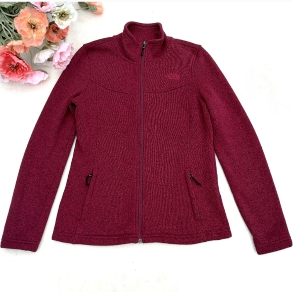 The North Face Maggy Sweater Zip Up Women's Size Medium Red Jacket Fleece